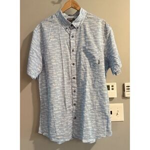 Eddie Bauer Shirt Fish Print Button Down Lightweight Cotton‎ Men's XLT